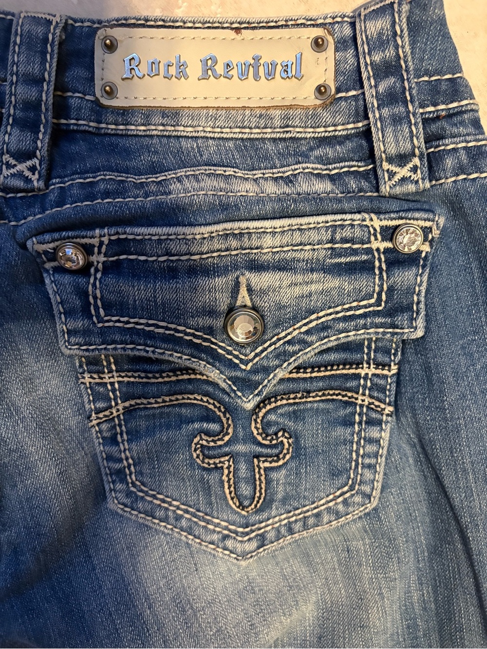 Rock Revival Women's Dark Wash Cropped Jeans - Blue - Picture 3 of 6